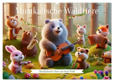 Musikalische Waldtiere (Wandkalender 2026 DIN A2 quer), CALVENDO Monatskalender