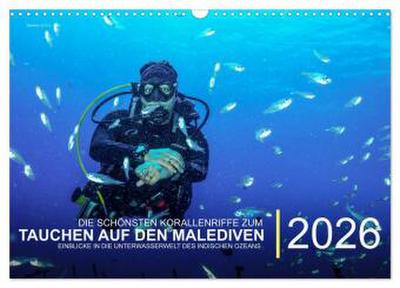 Die schönsten Korallenriffe zum Tauchen auf den Malediven (Wandkalender 2026 DIN A3 quer), CALVENDO Monatskalender