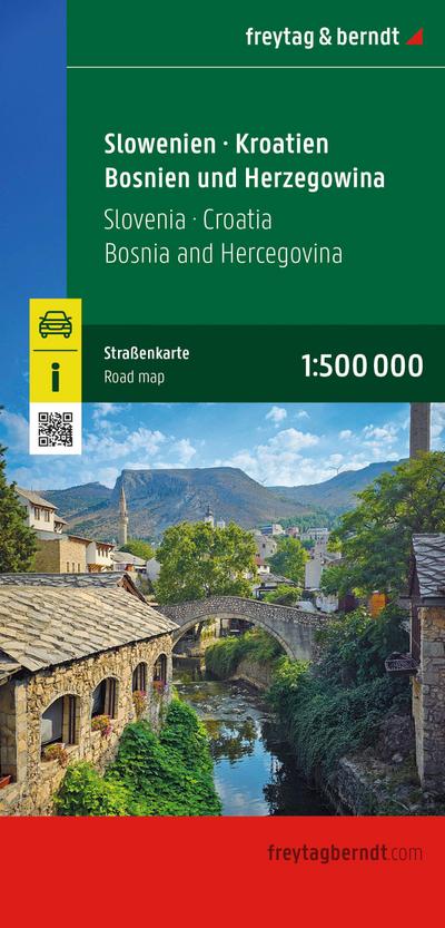 Slowenien - Kroatien - Bosnien und Herzegowina, Straßenkarte 1:500.000, freytag & berndt