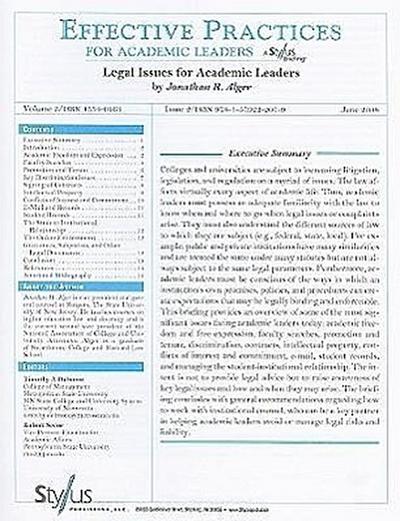 Legal Issues for Academic Leaders