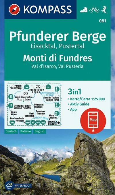 KOMPASS Wanderkarte 081 Pfunderer Berge/Monti di Fundres 1:25.000 