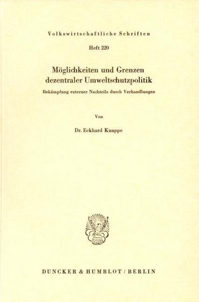 Möglichkeiten und Grenzen dezentraler Umweltschutzpolitik.