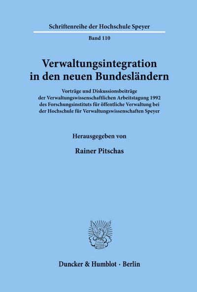 Verwaltungsintegration in den neuen Bundesländern.