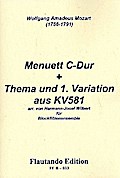 Menuett C-Dur, Thema und 1. Variation aus KV581für 4 Blockflöten (SATB)