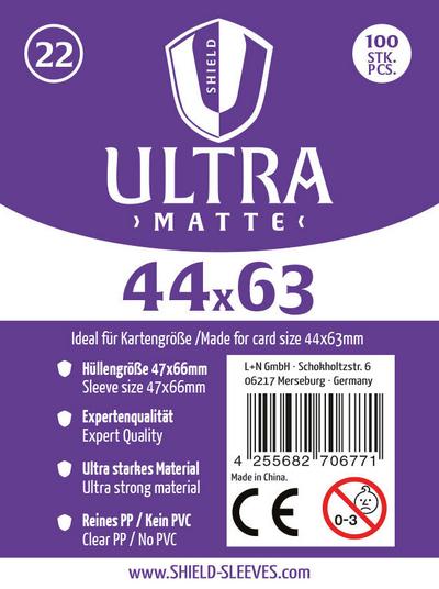 Shield Ultra Matte 22 - 100 Super Sleeves für Kartengröße 44x63 mm