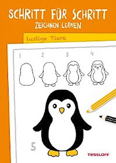 Schritt für Schritt Zeichnen lernen. Lustige Tiere
