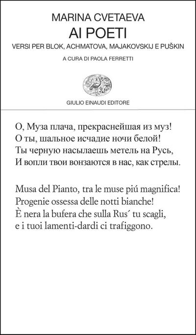 Ai poeti. Versi per Blok, Achmatova, Majakovskij e Pu¿kin