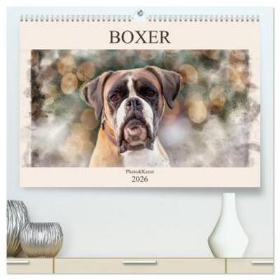 Boxer Photo&Kunst (hochwertiger Premium Wandkalender 2026 DIN A2 quer), Kunstdruck in Hochglanz