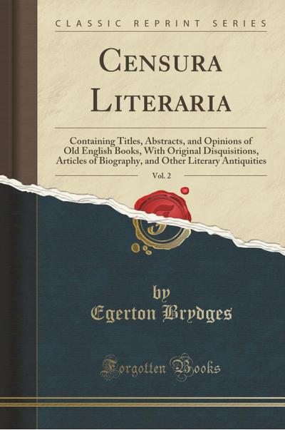 Censura Literaria, Vol. 2 - Egerton Brydges