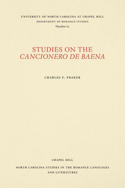 Studies on the Cancionero de Baena