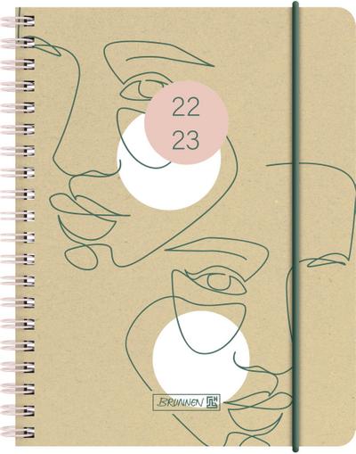 BRUNNEN 1071875023  Wochenkalender  Schülerkalender  2022/2023  "Faces"  2 Seiten = 1 Woche  Blattgröße 12 x 16 cm   A6  Hardcover-Einband mit Kraftpapierüberzug