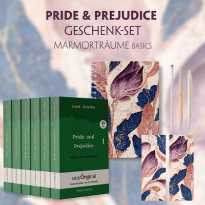 Stolz und Vorurteil Geschenkset - 6 Bücher (Softcover + Audio-Online) + Marmorträume Schreibset Basics, m. 6 Beilage, m. 6 Buch