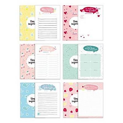6 Blöcke inkl. To Do Liste, Notizblock, Wochenplaner bzw. Kalender, Einkaufsliste und Block für Liebesbotschaften