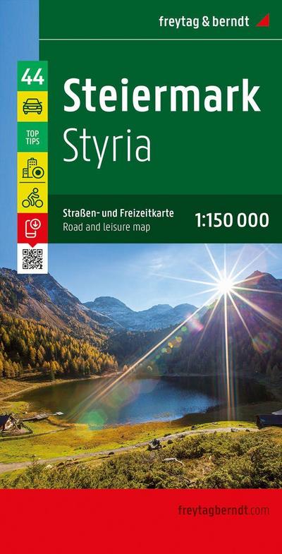 Freytag & Berndt Auto + Freizeitkarte Steiermark, Top 10 Tips, Autokarte 1:150.000. Freytag & Berndt Leisure map Styria