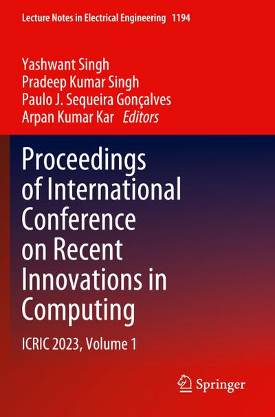 Proceedings of International Conference on Recent Innovations in Computing