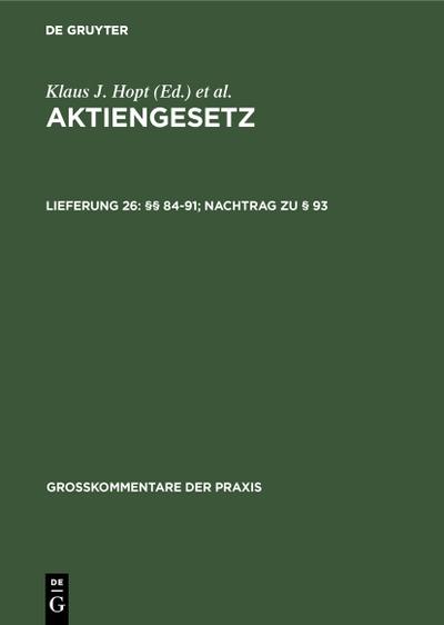 §§ 84-91; Nachtrag zu § 93