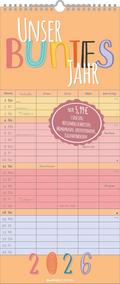 Unser buntes Jahr 2026 Familienplaner - Terminkalender - Familienkalender - 19,5x45