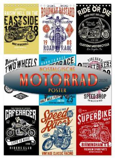 Motorrad - nostalgische Poster (Wandkalender 2026 DIN A3 hoch), CALVENDO Monatskalender