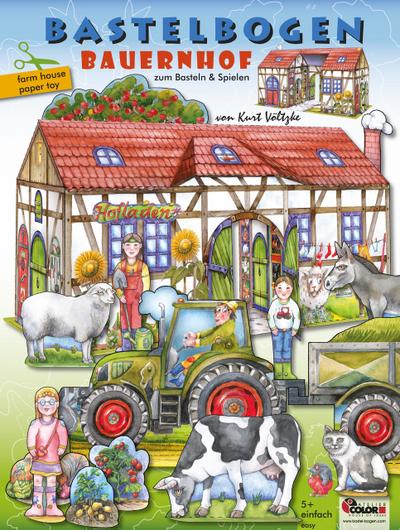 Bauernhof basteln aus Papier Bastelbogen Ausschneidebogen