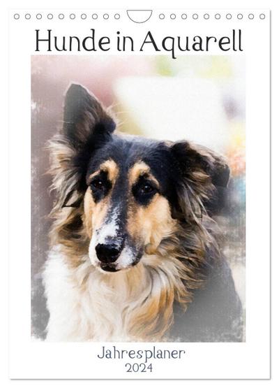 Hunde in Aquarell - Jahresplaner (Wandkalender 2024 DIN A4 hoch), CALVENDO Monatskalender