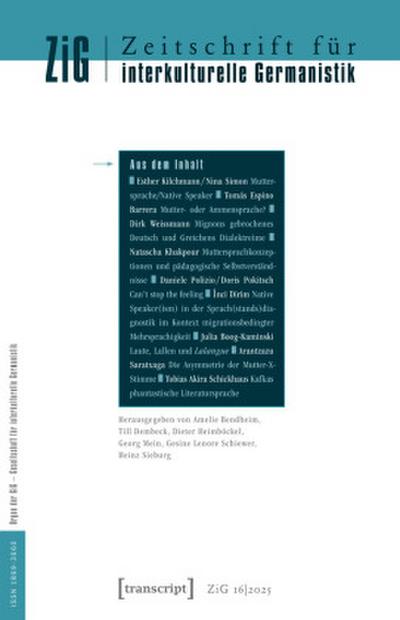 Zeitschrift für interkulturelle Germanistik 16. Jahrgang, 2025