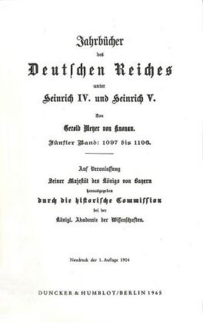 Jahrbücher des Deutschen Reiches unter Heinrich IV. und Heinrich V.