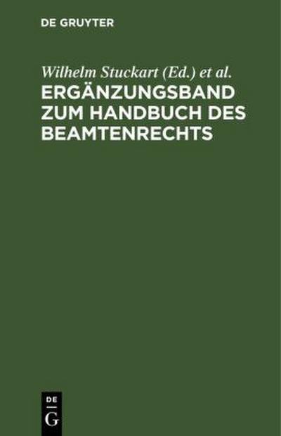 Ergänzungsband zum Handbuch des Beamtenrechts