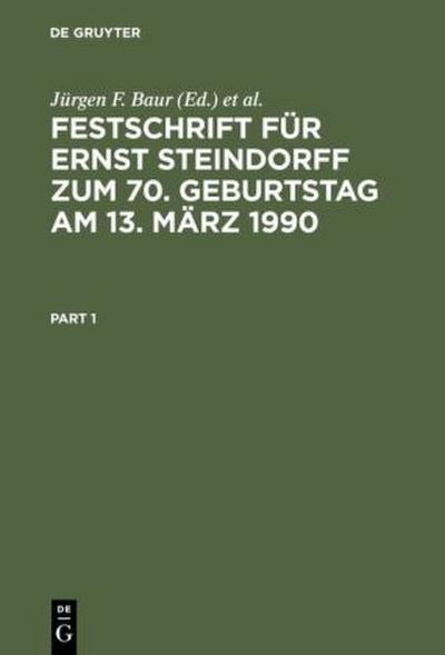 Festschrift für Ernst Steindorff zum 70. Geburtstag am 13. März 1990