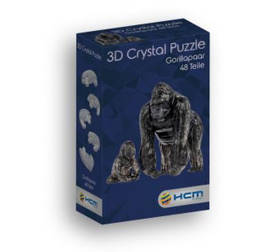 3D Crystal Puzzle - Gorillapaar - 48 Teile