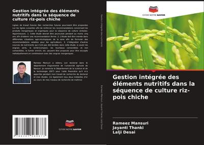 Gestion intégrée des éléments nutritifs dans la séquence de culture riz-pois chiche