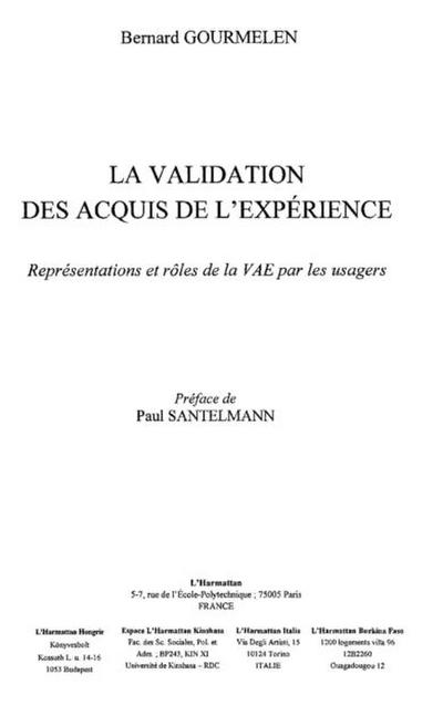 Validation des acquis de l’experience la