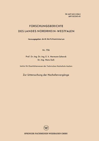 Zur Untersuchung der Hochofenvorgänge