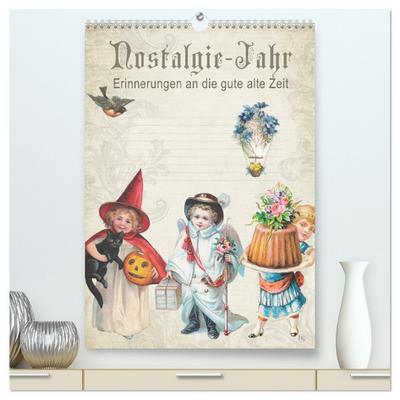 Nostalgie-Jahr, Motive aus alten Poesiealben (hochwertiger Premium Wandkalender 2026 DIN A2 hoch), Kunstdruck in Hochglanz