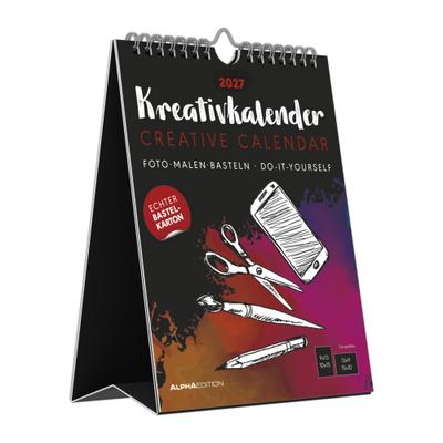 Kreativkalender Tischaufsteller hoch schwarz 2027