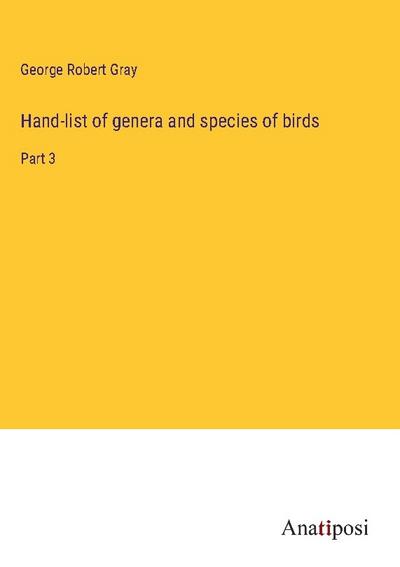 Hand-list of genera and species of birds