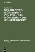 Das Akademiewörterbuch von 1694 – das Wörterbuch des Honnête Homme?
