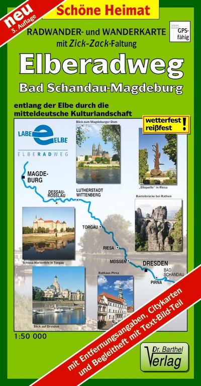 Radwanderkarte Elberadweg Bad Schandau - Magdeburg 1 : 50 000