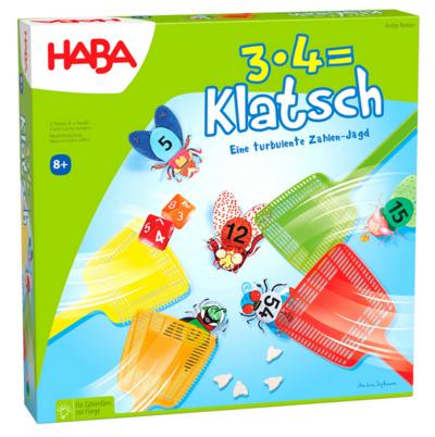 HABA 4538 - 3X4=Klatsch, lustiges Lernspiel für 2-6 Spieler ab 8 Jahren, Konzentrationsspiel zum spielerischen Trainieren des kleinen Einmaleins