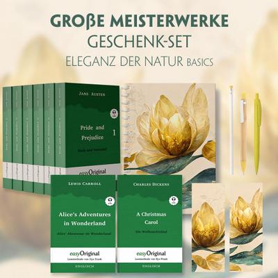 Große Meisterwerke Geschenkset - 8 Bücher (Hardcover+ Audio-Online) + Eleganz der Natur Schreibset Basics, m. 8 Beilage, m. 8 Buch