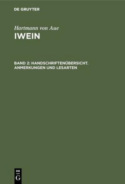 Handschriftenübersicht. Anmerkungen und Lesarten