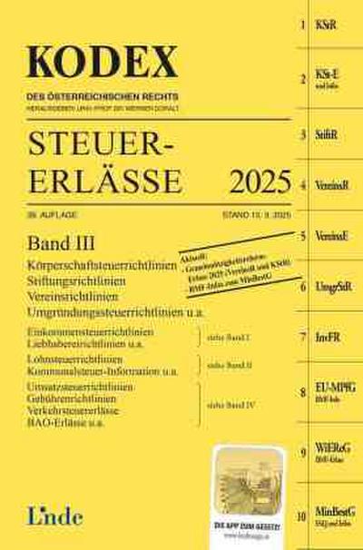 KODEX Steuer-Erlässe 2025, Band III