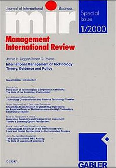 mir, Management International Review, Special Issue International Management of Technology, Theory, Evidence and Policy