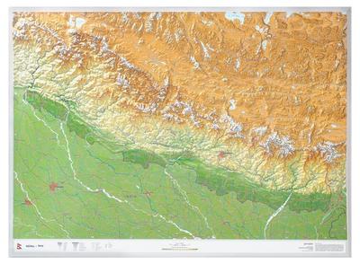 Nepal 1:1.150.000, Groß, Reliefkarte