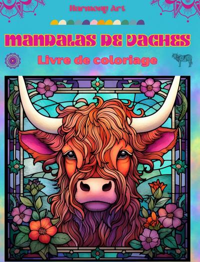 Mandalas de vaches Livre de coloriage pour adultes Dessins anti-stress pour encourager la créativité