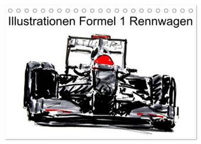 Illustrationen Formel 1 Rennwagen (Tischkalender 2026 DIN A5 quer), CALVENDO Monatskalender