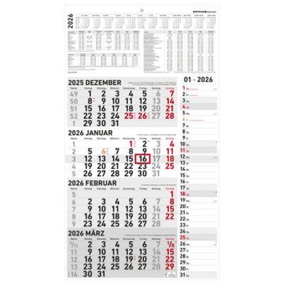 4-Monatskalender Kombi 2026 - Büro-Kalender 33x45 cm (geöffnet) - mit Datumsschieber - Zettler - 961-0011
