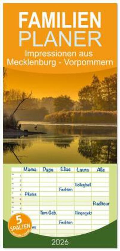 Familienplaner 2026 - Impressionen aus Mecklenburg - Vorpommern mit 5 Spalten (Wandkalender, 21 x 45 cm) CALVENDO