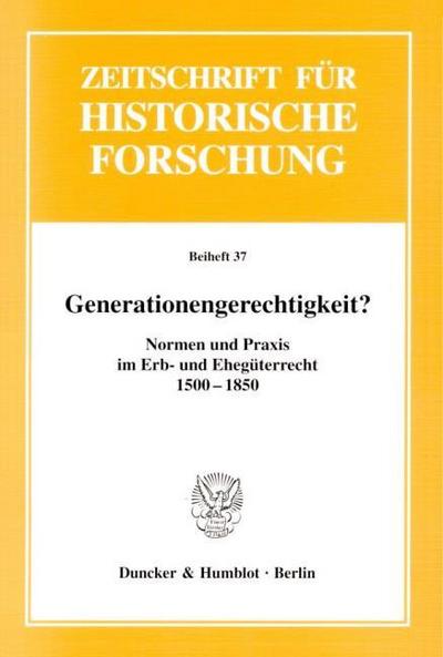 Generationengerechtigkeit?