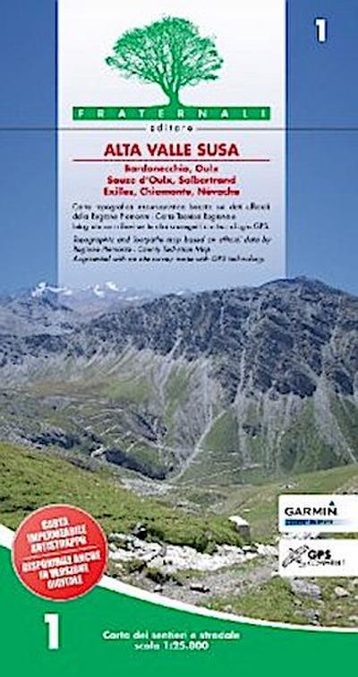 Carta n. 1. Alta valle Susa. Carta dei sentieri e stradale scala 1:25.000