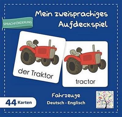 Mein zweisprachiges Aufdeckspiel, Fahrzeuge Deutsch-Englisch (Kinderspiel)
